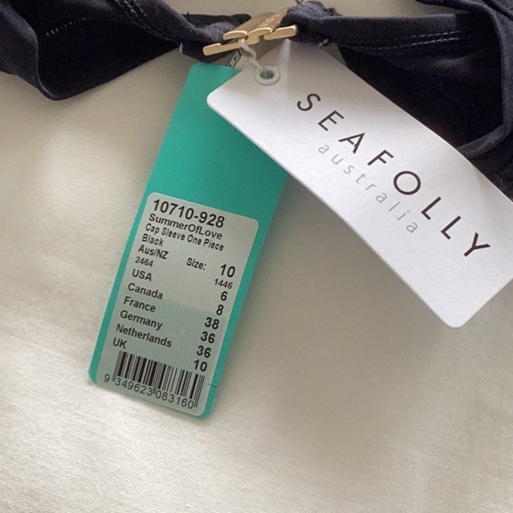 SEAFOLLY SUMMER OF LOVE CAP SLEEVE ONE PIECE SWIMSUIT US SIZE 6 - Picture 6 of 10